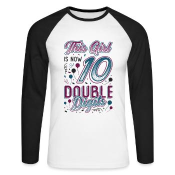 Double digits for the 10th birthday for girls - Unisex Long Sleeve Baseball T-Shirt - white/black - Front - Nik (191cm)