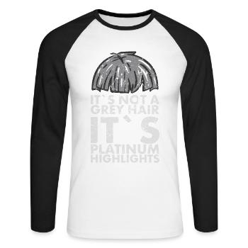Es Ist Kein Graues Haar, Es Ist Platin Zum - Unisex Baseballshirt langarm - Weiß/Schwarz - Vorne - Nik (191cm)