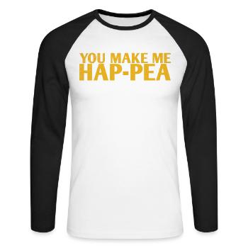 Ils me font Hap-pea-marriage-design pour la mariée - T-shirt baseball manches longues Homme - blanc/noir - Devant - Nik (191cm)