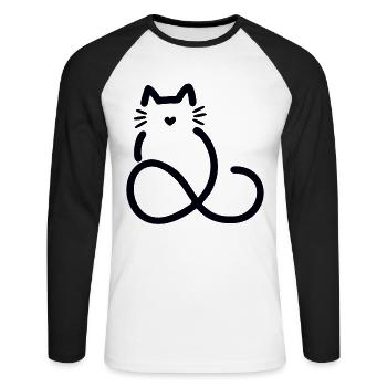 infinite love heart shape cat - Unisex Long Sleeve Baseball T-Shirt - white/black - Front - Nik (191cm)