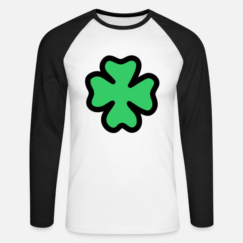 vierblättriges Kleeblatt - Unisex Baseballshirt langarm - Weiß/Schwarz