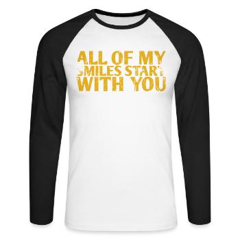All My Smiles Start With You Design For The Bride - Unisex Long Sleeve Baseball T-Shirt - white/black - Front - Nik (191cm)