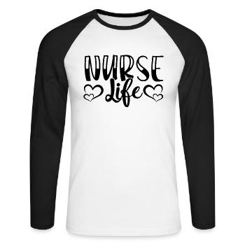 Nurse Life - Unisex Long Sleeve Baseball T-Shirt - white/black - Front - Nik (191cm)