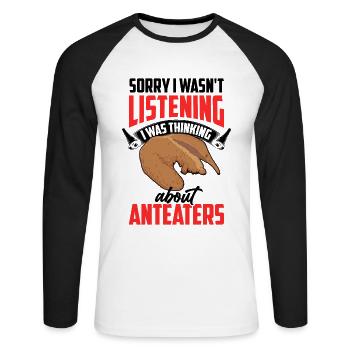 An Ameisenbär gedacht Zwergameisenbär - Unisex Baseballshirt langarm - Weiß/Schwarz - Vorne - Nik (191cm)