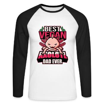 Axolotl Vegan | Pet Tail Lurch Idée cadeau - T-shirt baseball manches longues Homme - blanc/noir - Devant - Nik (191cm)