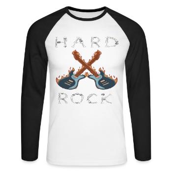 Musik Hardrock Heavy Metal Rock Konzert Festival - Unisex Baseballshirt langarm - Weiß/Schwarz - Vorne - Nik (191cm)