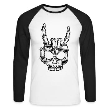 Musik Hardrock Heavy Metal Rock Konzert Festival - Unisex Baseballshirt langarm - Weiß/Schwarz - Vorne - Nik (191cm)