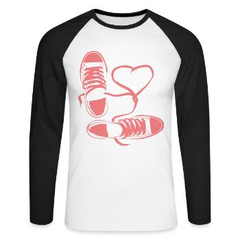 Schuh Schuhe Sportschuh Halbschuhe Sneaker - Unisex Baseballshirt langarm - Weiß/Schwarz - Vorne - Nik (191cm)