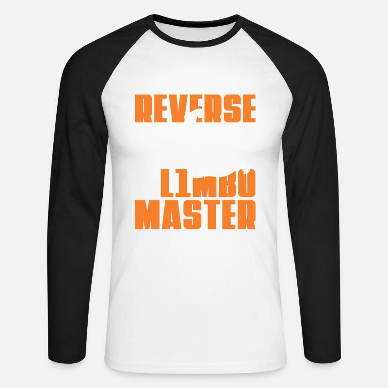 Reverse Limbo Master Stabhochsprung Stabspringen - Unisex Baseballshirt langarm - Weiß/Schwarz