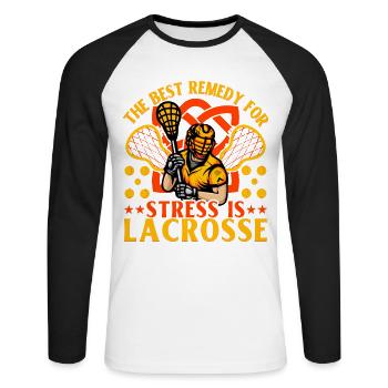 Le meilleur remède contre le stress est la crosse - T-shirt baseball manches longues Homme - blanc/noir - Devant - Nik (191cm)