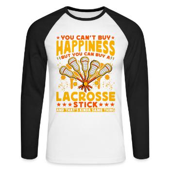 Lacrosse Lustige Sprüche - Unisex Baseballshirt langarm - Weiß/Schwarz - Vorne - Nik (191cm)