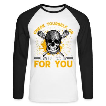 Vérifiez vous-même, ou je le ferai pour vous Lacrosse - T-shirt baseball manches longues Homme - blanc/noir - Devant - Nik (191cm)