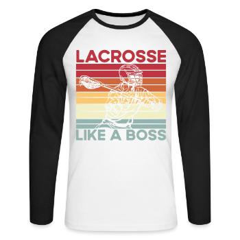La crosse comme un patron - T-shirt baseball manches longues Homme - blanc/noir - Devant - Nik (191cm)