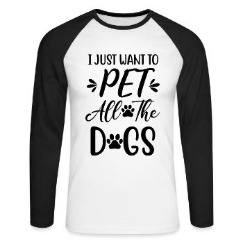 Je veux juste caresser tous les chiens - T-shirt baseball manches longues Homme - blanc/noir - Devant - Nik (191cm)