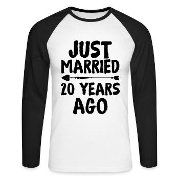 Just Married 20 Years Ago 20th Wedding Anniversary - Unisex Baseballshirt langarm - Weiß/Schwarz - Vorne - Nik (191cm)