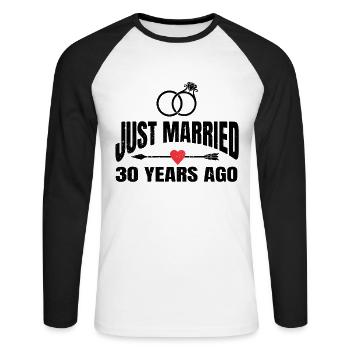 Just Married 30 Years Ago 30th Wedding Anniversary - Unisex Long Sleeve Baseball T-Shirt - white/black - Front - Nik (191cm)