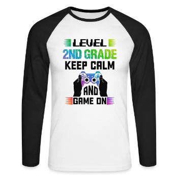 Niveau 2ND GRADE restez calme et jouez - T-shirt baseball manches longues Homme - blanc/noir - Devant - Nik (191cm)