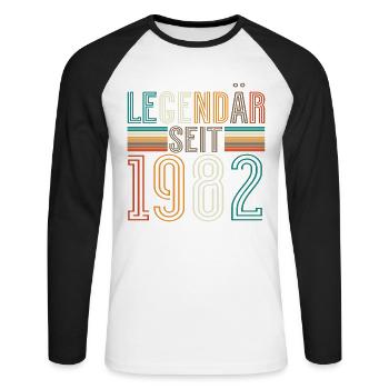 Legendär Seit 1982 Geburtstag - Unisex Baseballshirt langarm - Weiß/Schwarz - Vorne - Nik (191cm)