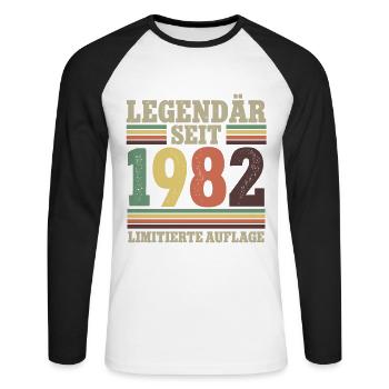 Legendär Seit 1982 Geburtstag - Unisex Baseballshirt langarm - Weiß/Schwarz - Vorne - Nik (191cm)