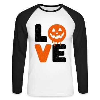 Halloween Love Funny Saying Sayings - Unisex Long Sleeve Baseball T-Shirt - white/black - Front - Nik (191cm)