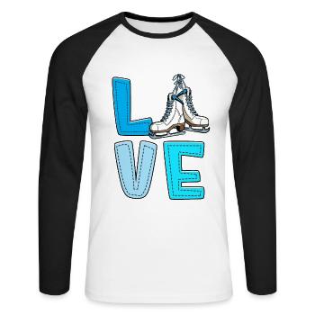 Eislaufen - Unisex Baseballshirt langarm - Weiß/Schwarz - Vorne - Nik (191cm)