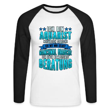Aquarianer - Unisex Baseballshirt langarm - Weiß/Schwarz - Vorne - Nik (191cm)