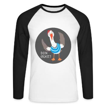 Dein Ernst? - Unisex Baseballshirt langarm - Weiß/Schwarz - Vorne - Nik (191cm)