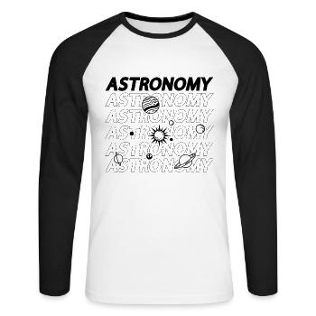 Amateurs d’astronomie Univers Science Étoiles spatiales - T-shirt baseball manches longues Homme - blanc/noir - Devant - Nik (191cm)