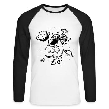 Music Lover Astronomy Moon Radio Space Universe - Unisex Baseballshirt langarm - Weiß/Schwarz - Vorne - Nik (191cm)