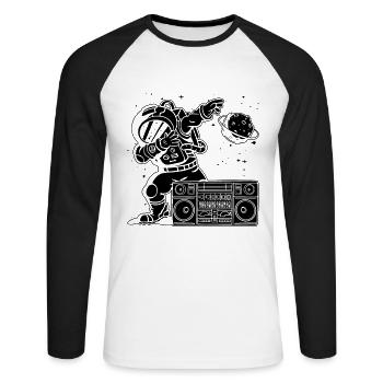 Astronomy Music Lover Moon Radio Space Universe - Unisex Baseballshirt langarm - Weiß/Schwarz - Vorne - Nik (191cm)