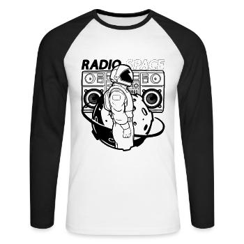 Astronomy Galaxy Music Lover Radio Space Universe - Unisex Baseballshirt langarm - Weiß/Schwarz - Vorne - Nik (191cm)