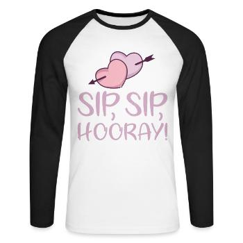 Sip Sip Hurra Marriage Draft pour le marié - T-shirt baseball manches longues Homme - blanc/noir - Devant - Nik (191cm)