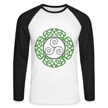 Celtic Ireland Viking Celtic Knot Pattern Tree - Unisex Long Sleeve Baseball T-Shirt - white/black - Front - Nik (191cm)