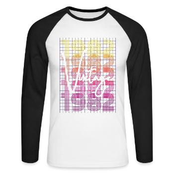 1982 Anniversaire - T-shirt baseball manches longues Homme - blanc/noir - Devant - Nik (191cm)