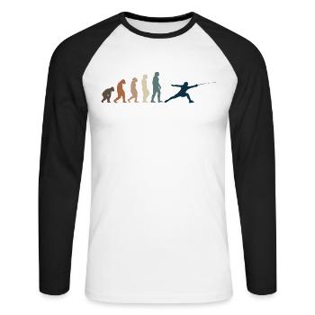 Fechten - Unisex Baseballshirt langarm - Weiß/Schwarz - Vorne - Nik (191cm)