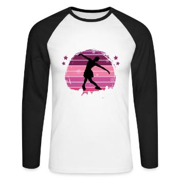 Eislaufen - Unisex Baseballshirt langarm - Weiß/Schwarz - Vorne - Nik (191cm)
