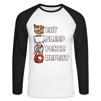 Fechten - Unisex Baseballshirt langarm - Weiß/Schwarz - Vorne - Nik (191cm)