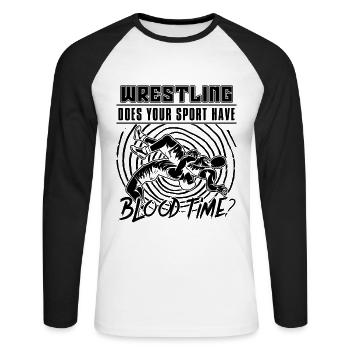 Catch Wrestling fait votre sport combattre lutteur - T-shirt baseball manches longues Homme - blanc/noir - Devant - Nik (191cm)