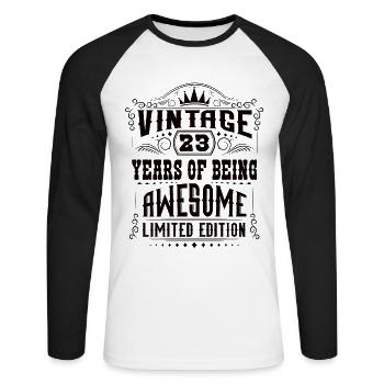 23 Years Of Being Awesome 23 Birthday 23 Years - Unisex Long Sleeve Baseball T-Shirt - white/black - Front - Nik (191cm)