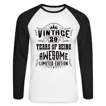 29 ans d’être génial 29 anniversaire 29 ans - T-shirt baseball manches longues Homme - blanc/noir - Devant - Nik (191cm)
