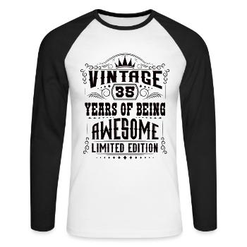 35 Years Of Being Awesome 35 Birthday 35 Years - Unisex Long Sleeve Baseball T-Shirt - white/black - Front - Nik (191cm)