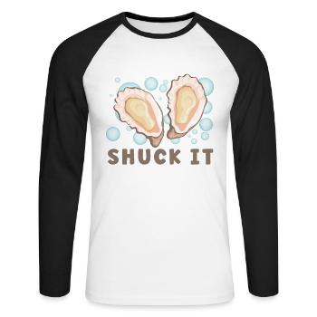 Auster-liebhaber Lustige Auster Auster Shucker - Unisex Baseballshirt langarm - Weiß/Schwarz - Vorne - Nik (191cm)