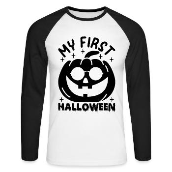Halloween Newborn Baby My First Halloween - Unisex Long Sleeve Baseball T-Shirt - white/black - Front - Nik (191cm)