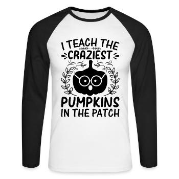 Halloween Teach The Craziest Pumpkins In The Patch - Unisex Long Sleeve Baseball T-Shirt - white/black - Front - Nik (191cm)