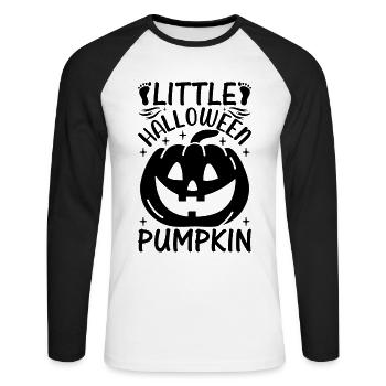 Halloween Baby I Little Halloween Pumpkin - Unisex Baseballshirt langarm - Weiß/Schwarz - Vorne - Nik (191cm)
