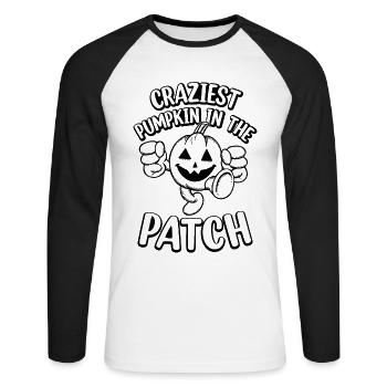Funny Halloween - Craziest Pumpkin In The Patch - Unisex Long Sleeve Baseball T-Shirt - white/black - Front - Nik (191cm)
