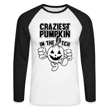 Halloween Craziest Pumpkin In The Patch - Pumpkin - Unisex Long Sleeve Baseball T-Shirt - white/black - Front - Nik (191cm)