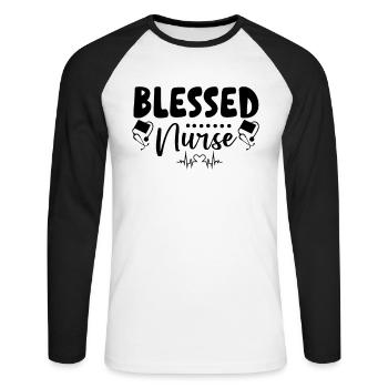 Blessed Nurse - Unisex Long Sleeve Baseball T-Shirt - white/black - Front - Nik (191cm)