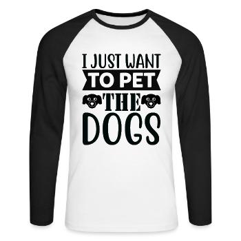 Je veux juste caresser les chiens - T-shirt baseball manches longues Homme - blanc/noir - Devant - Nik (191cm)