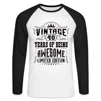 40 ans d’être génial 40 anniversaire 40 ans - T-shirt baseball manches longues Homme - blanc/noir - Devant - Nik (191cm)